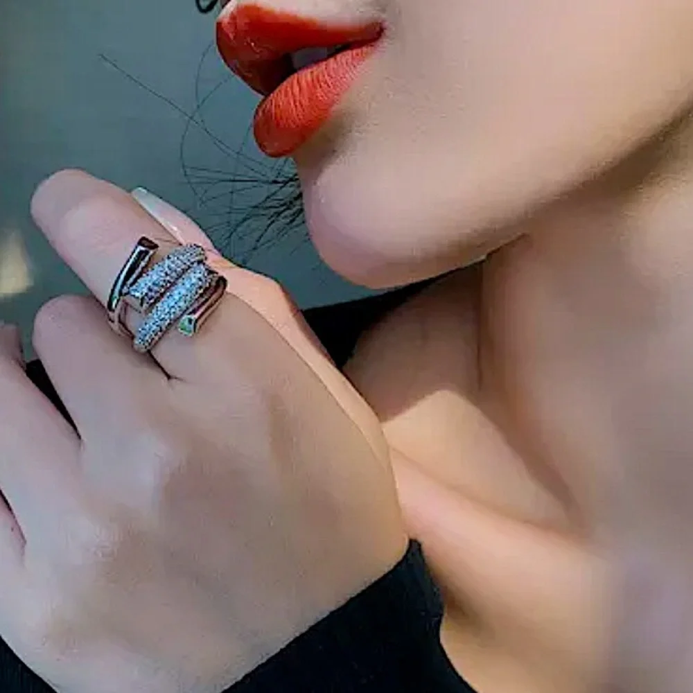White Gold Micro Zircon Statement Ring